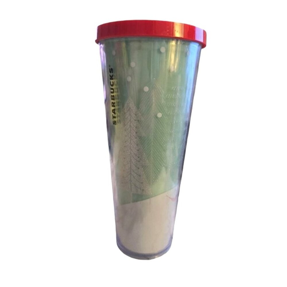 Starbucks 2018 Holiday Gnome Tree Snowing Cold Cup Tumbler 24 oz